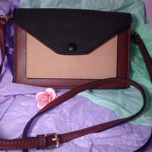 Melie Bianco crossbody convertible clutch colour- block vegan leather